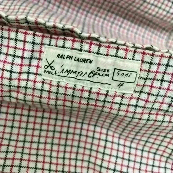 Ralph Lauren XL Button Down Shirt Mens White Windowpane Plaid Black Red - Picture 3 of 5